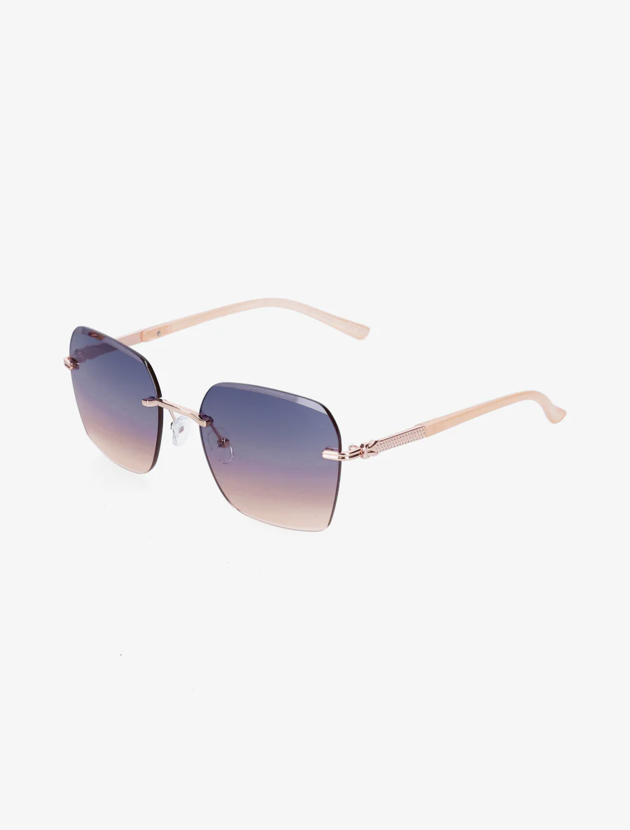 Lunettes de soleil rectangulaires - Bleu/camel