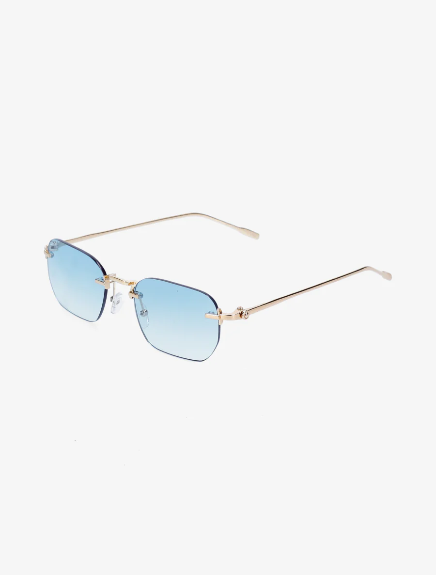 Lunettes de soleil rectangulaires sans monture - Bleu ciel