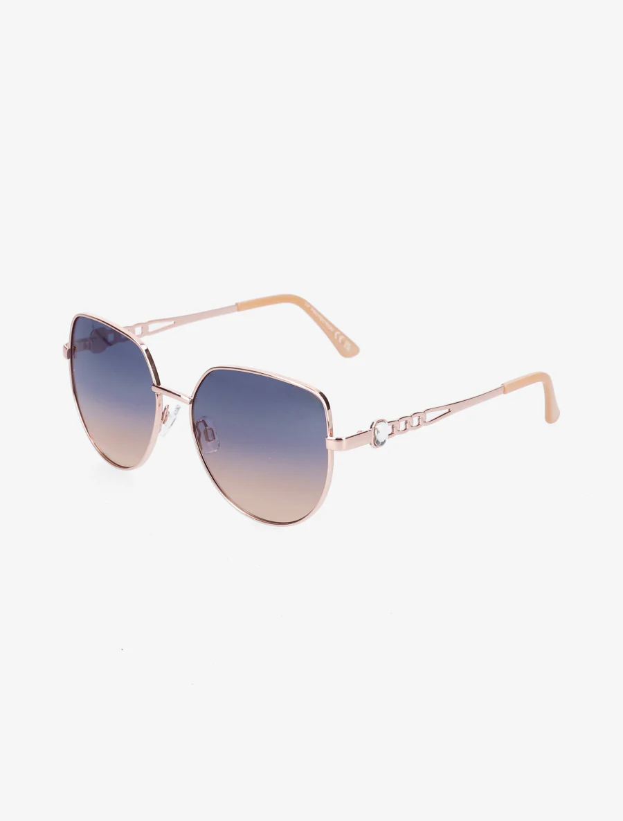 Lunettes de soleil rondes oversize - Bleu/rose