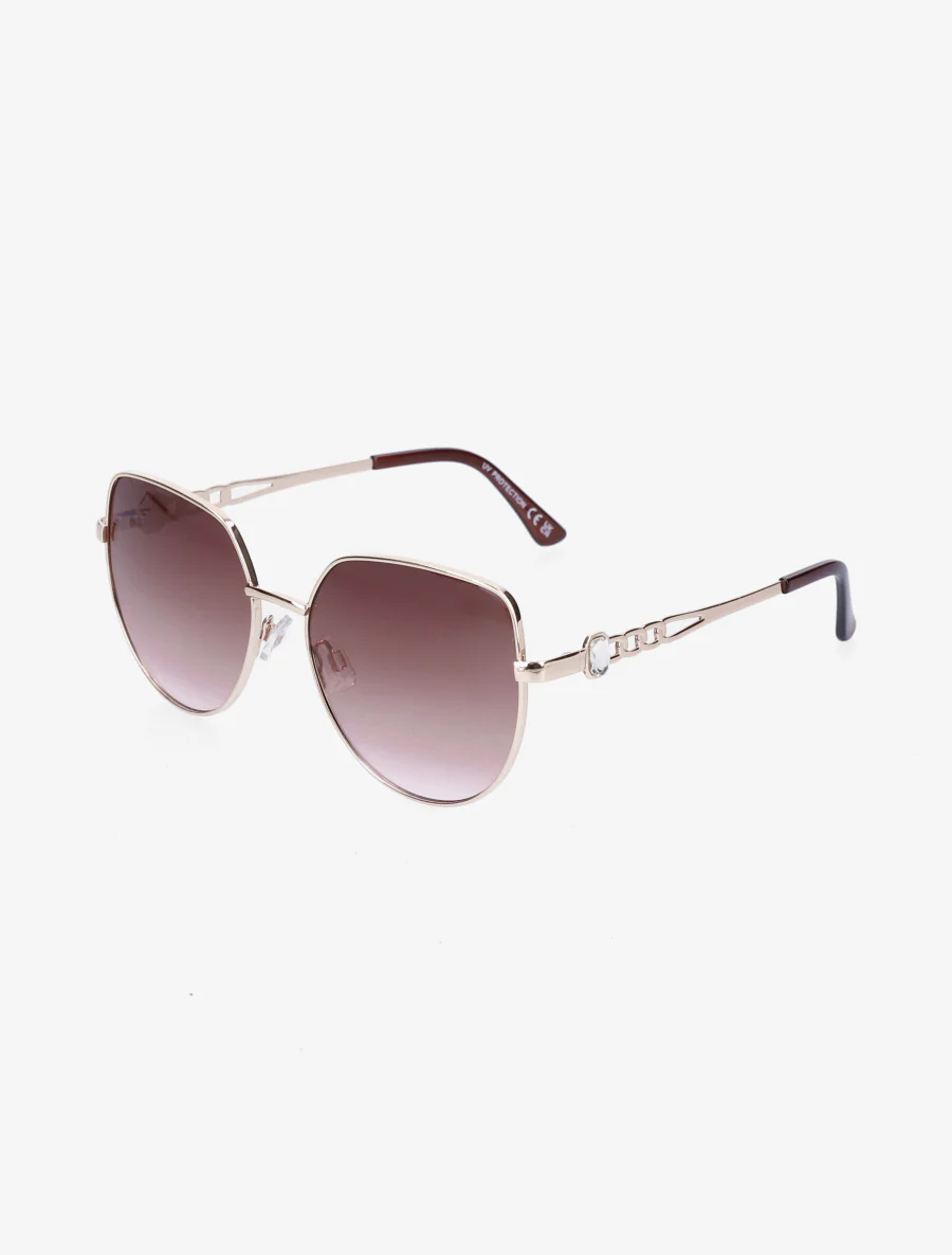 Lunettes de soleil rondes oversize - Marron clair