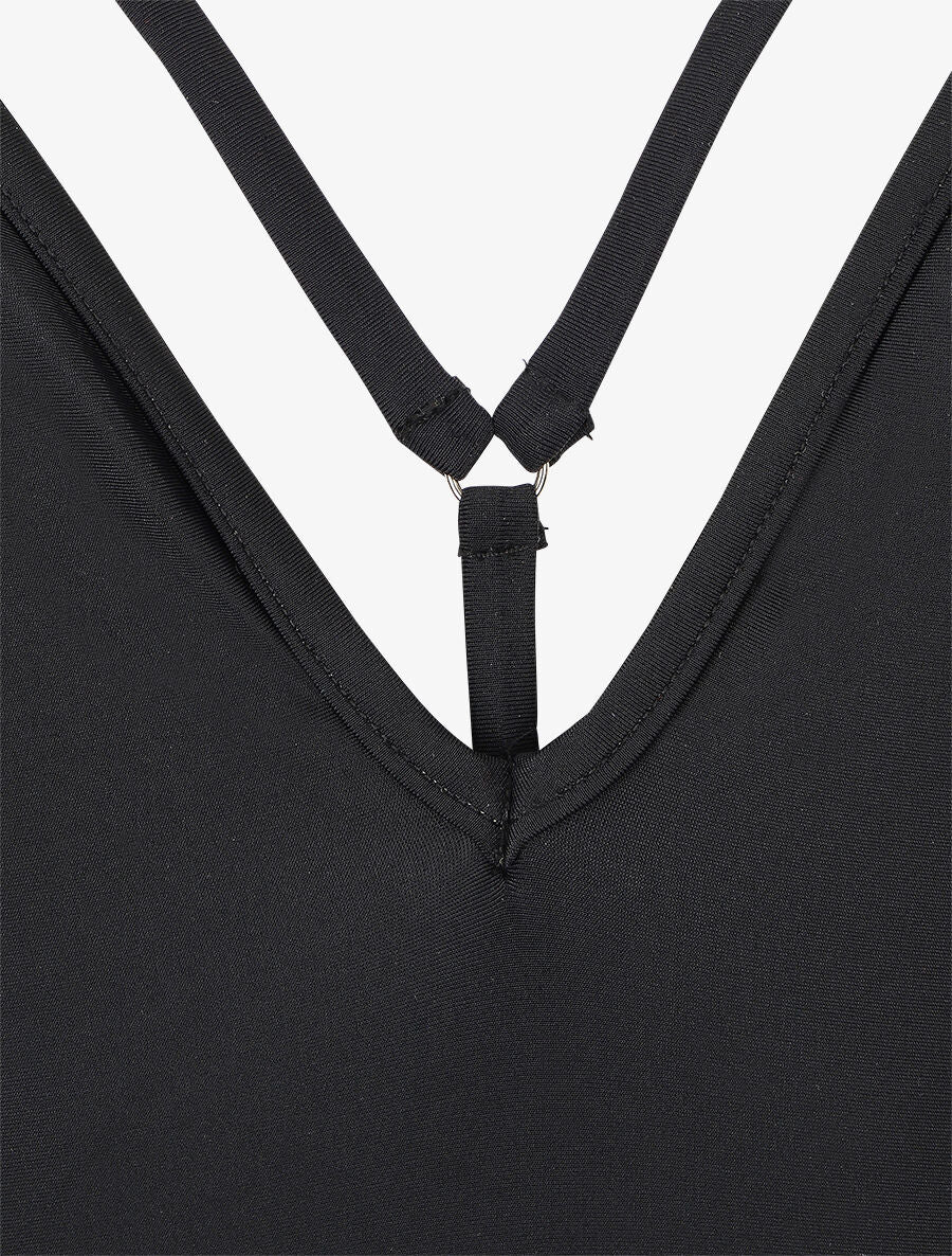 Maillot de bain ajouré à liens à nouer - Noir - Image 3