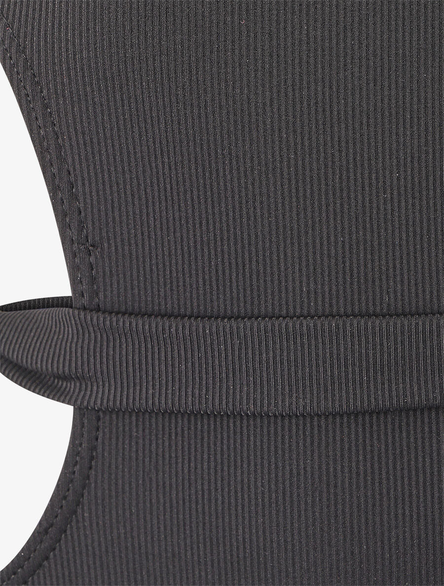 Maillot de bain échancré à lien décoratif - Noir - Image 3