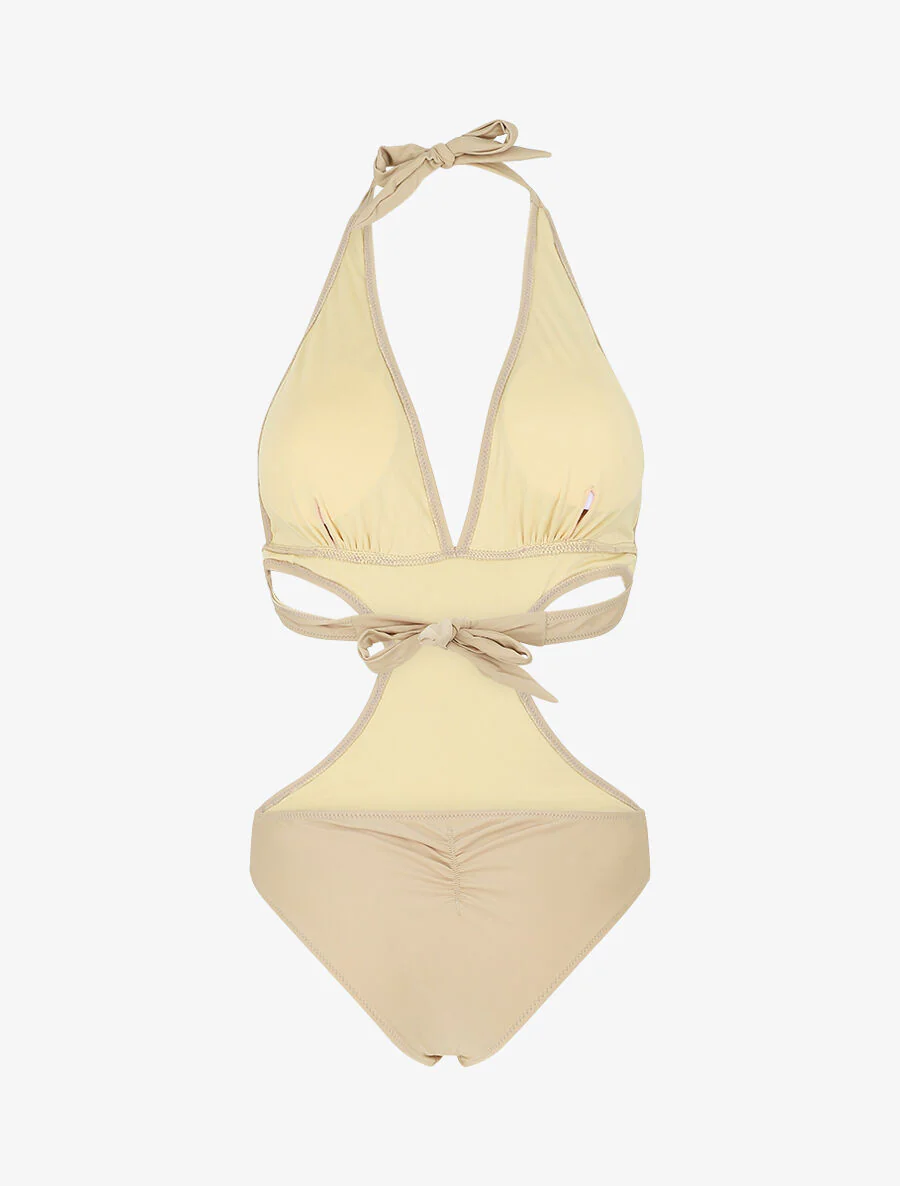 Maillot de bain échancré - Beige - Image 2