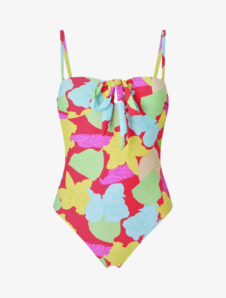 Maillot de bain imprimé grandes fleurs - Rouge