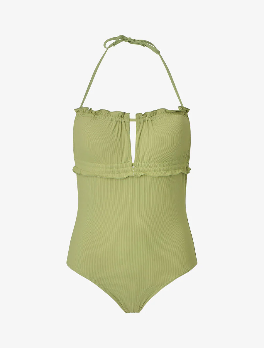 Maillot de bain une pièce à volants - Vert pomme