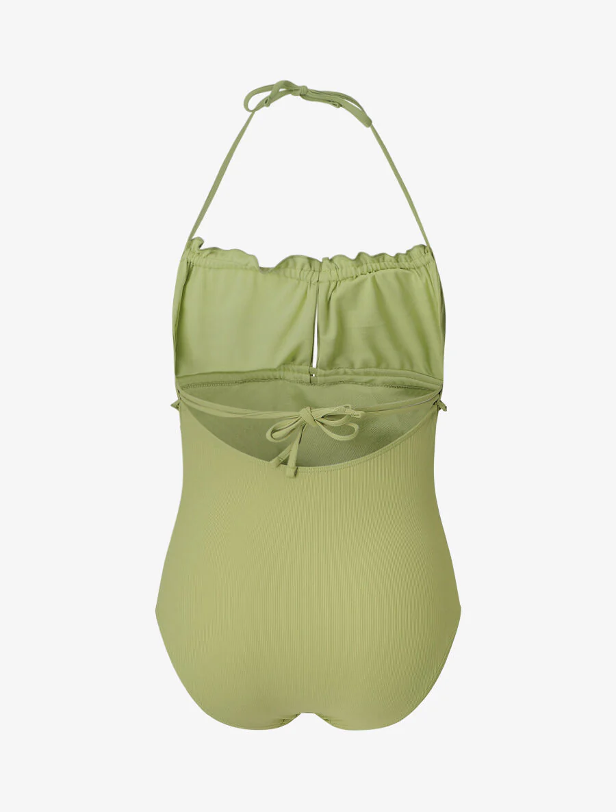 Maillot de bain une pièce à volants - Vert pomme - Image 2