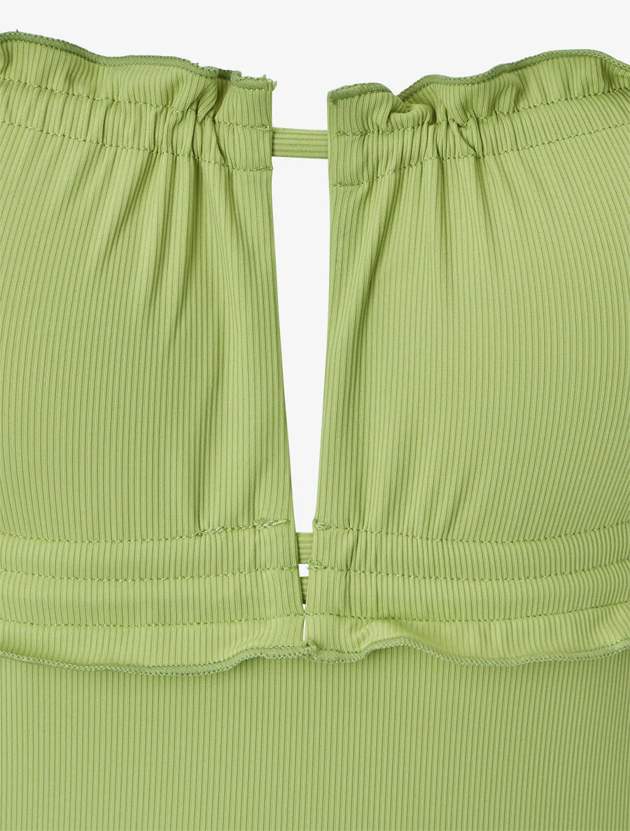 Maillot de bain une pièce à volants - Vert pomme - Image 3