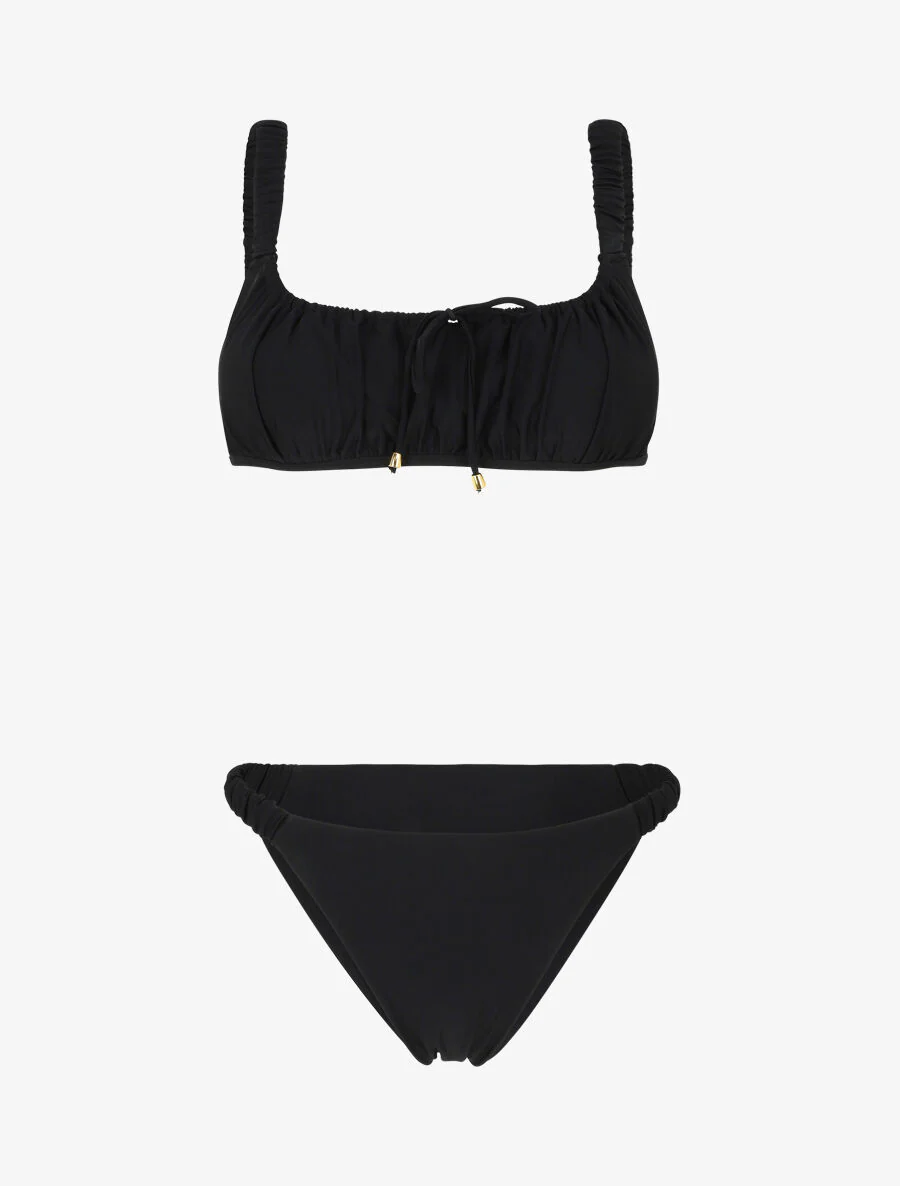 Maillot deux pièces froncé - Noir