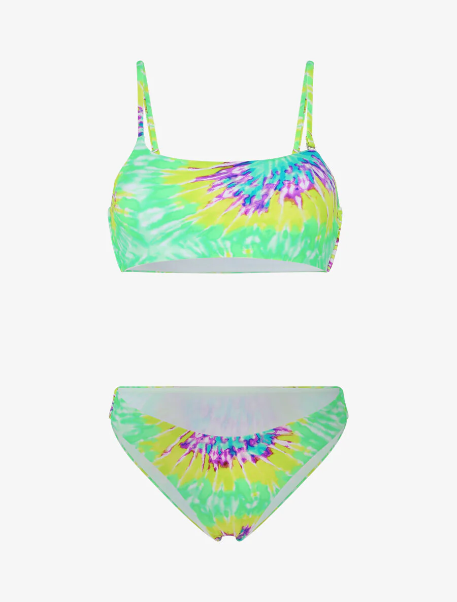 Maillot deux pièces tie and dye - Vert fluo