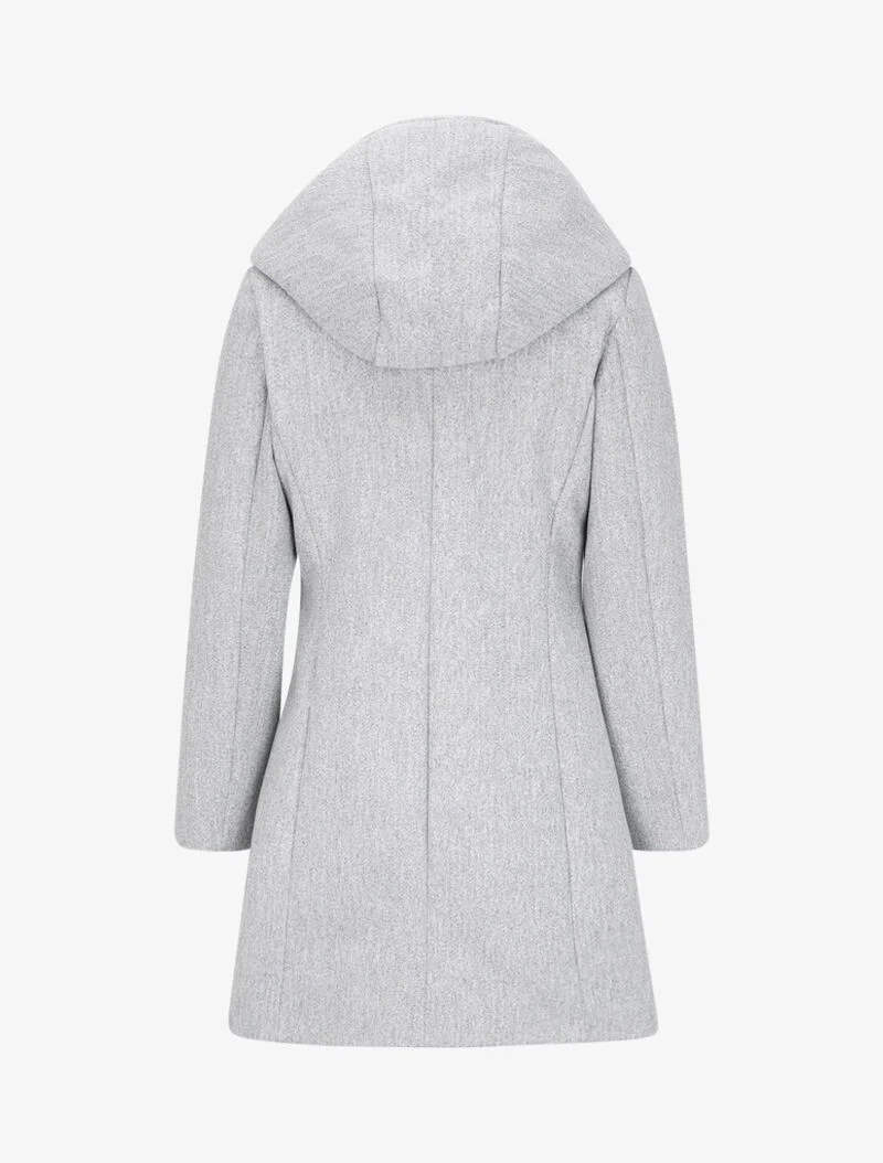 Manteau à capuche et à zip asymétrique - Gris clair - Image 2