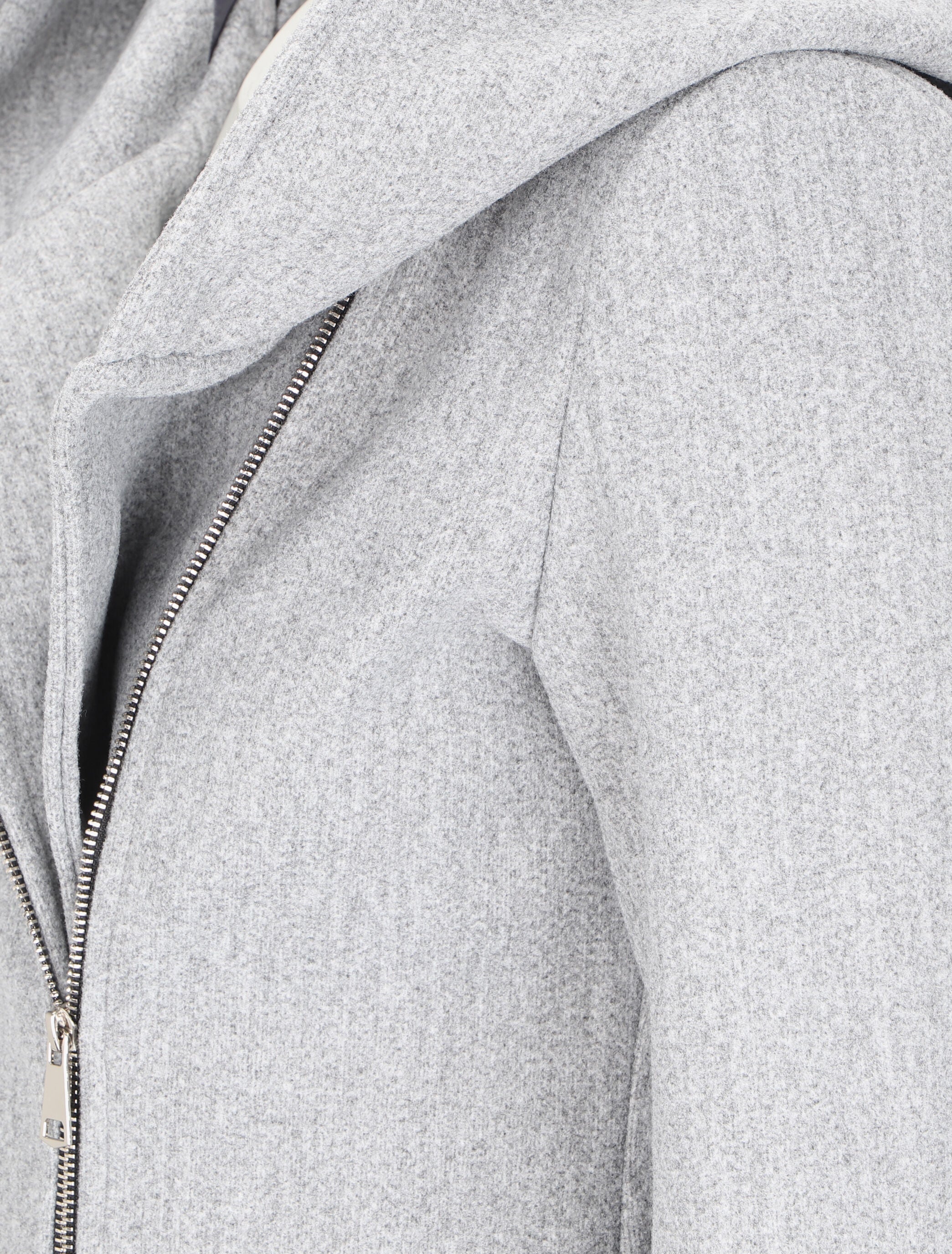 Manteau à capuche et à zip asymétrique - Gris clair - Image 3