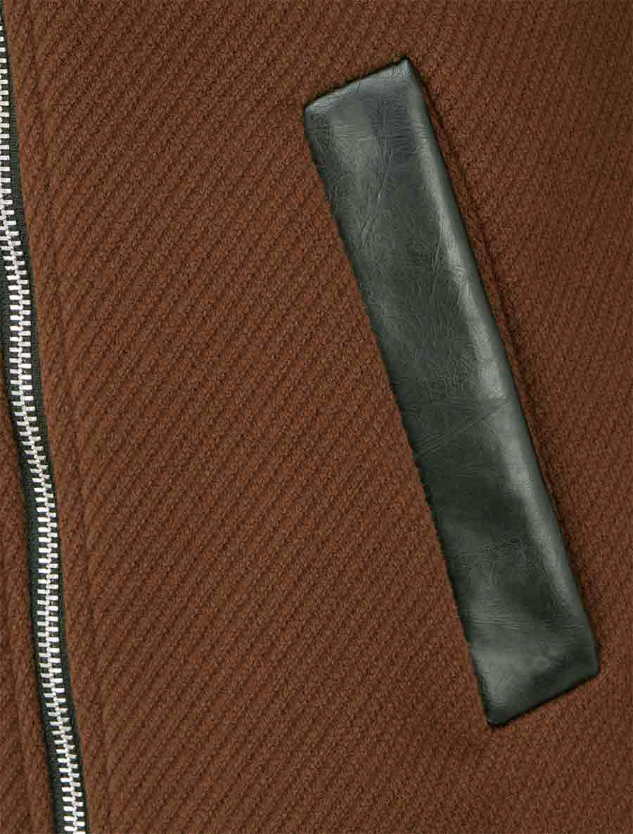 Manteau à capuche et empiècements simili - Marron - Image 3