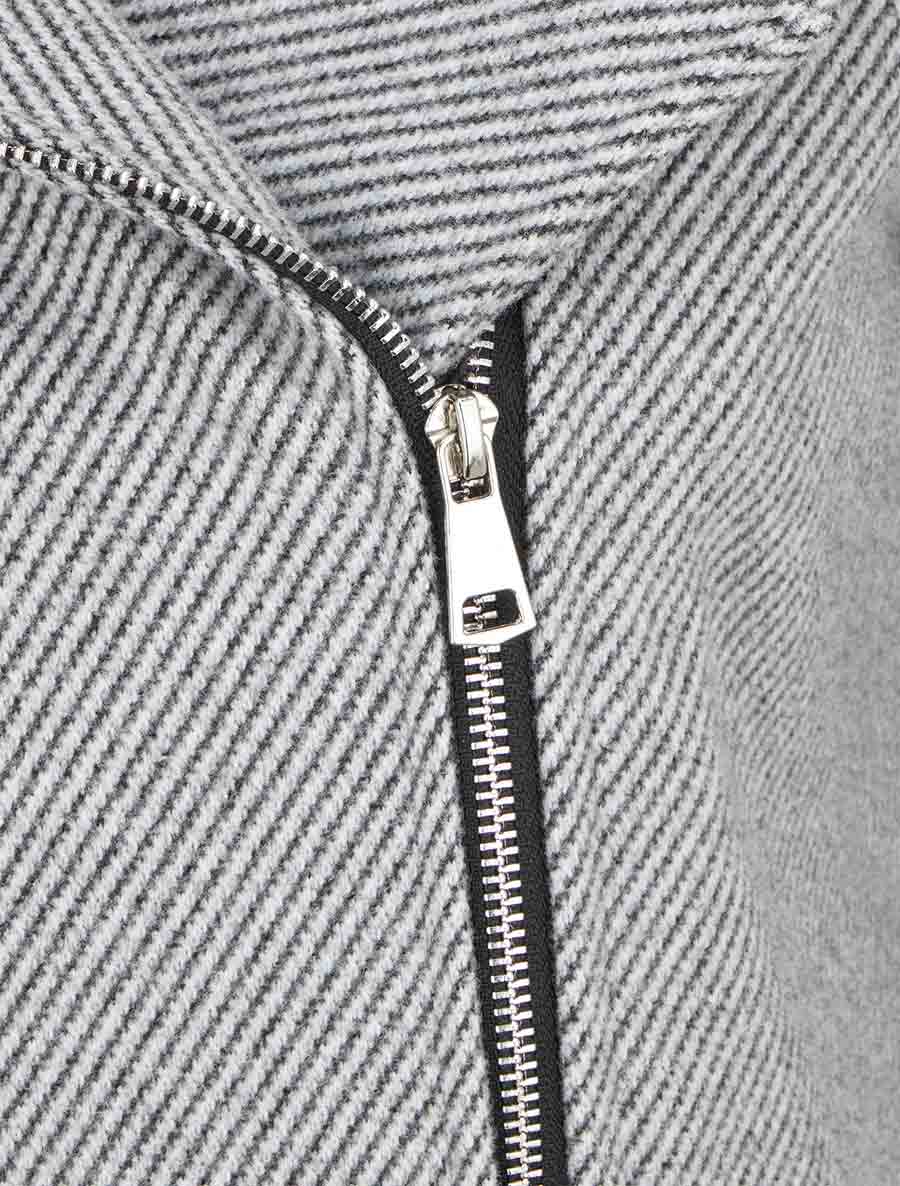 Manteau à capuche et empiècements simili - Gris - Image 3