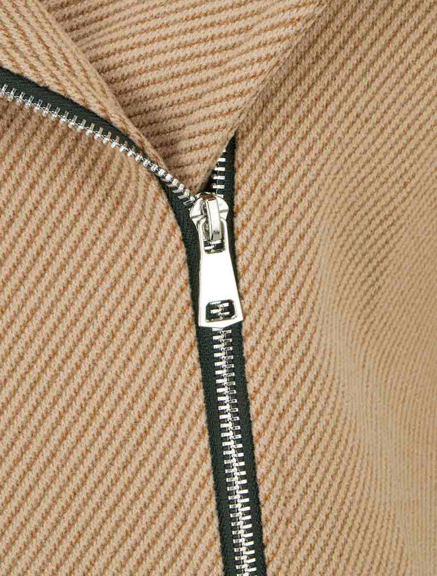 Manteau à capuche et empiècements simili - Camel - Image 3