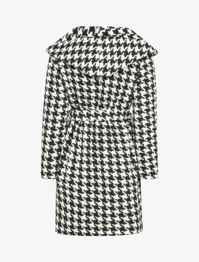 Manteau à capuche imprimé pied de coq - Noir/blanc - Image 2