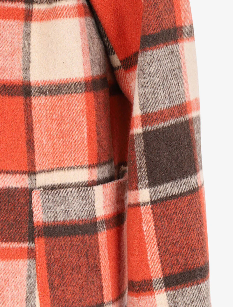 Manteau à carreaux et poches plaquées - Orange - Image 3