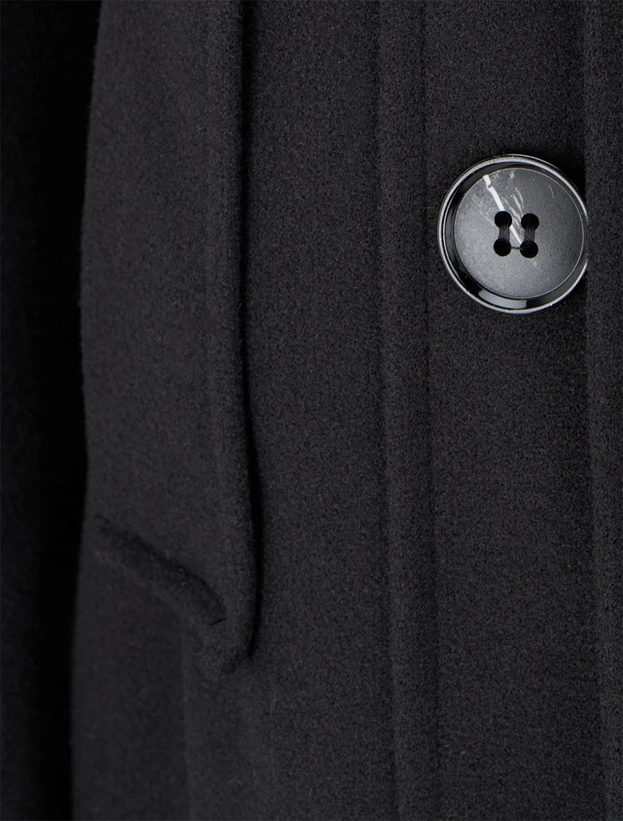 Manteau à col en fourrure synthétique amovible - Noir - Image 3