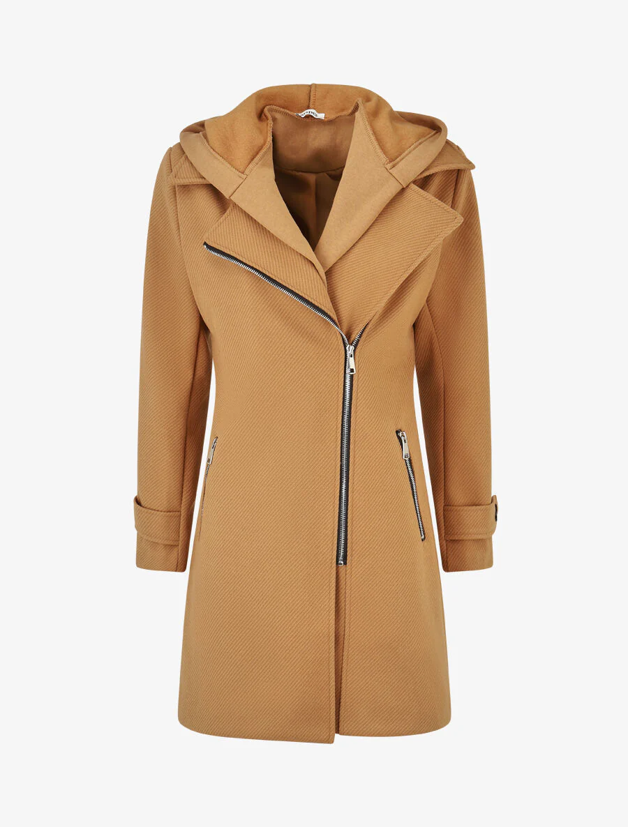 Manteau à empiècement style sweat - Camel