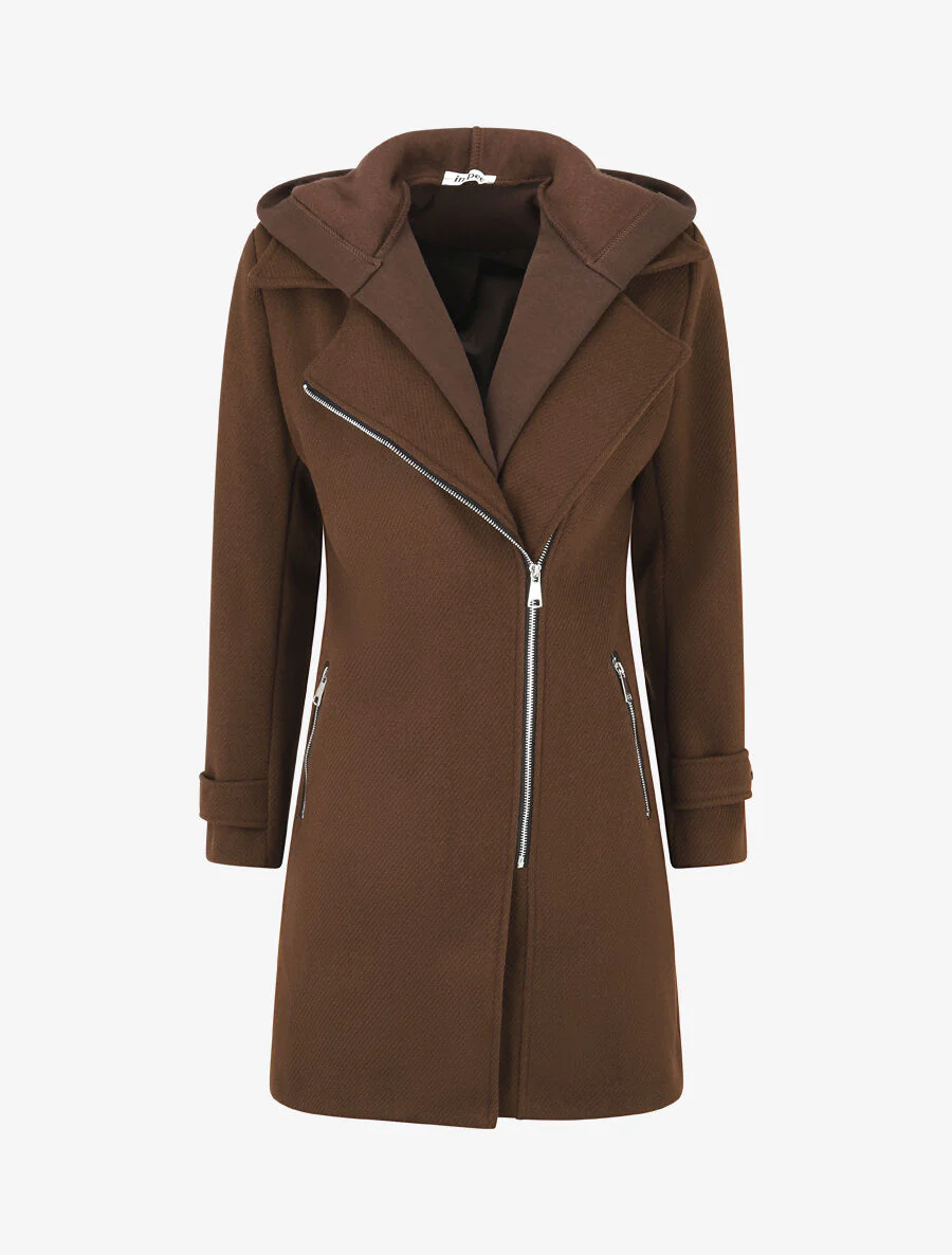 Manteau à empiècement style sweat - Marron