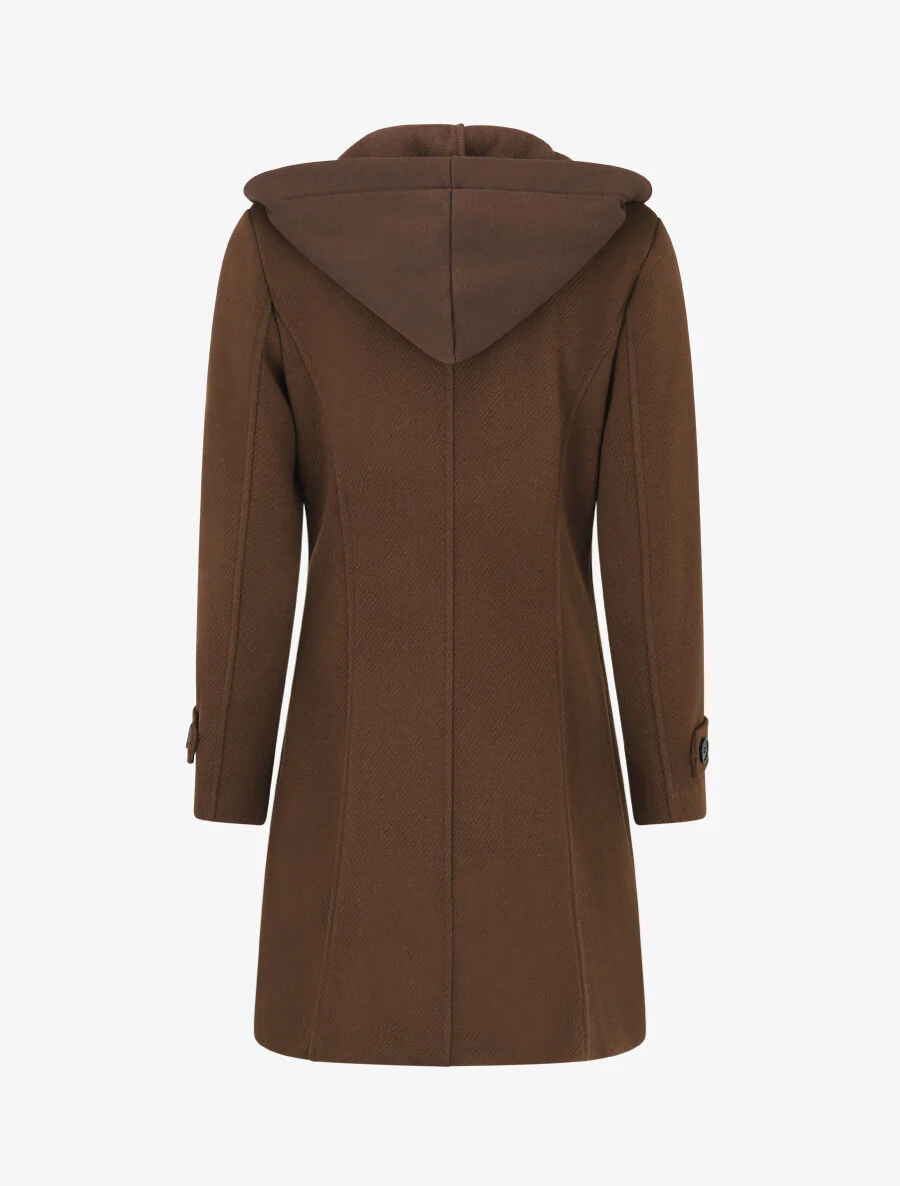 Manteau à empiècement style sweat - Marron - Image 2