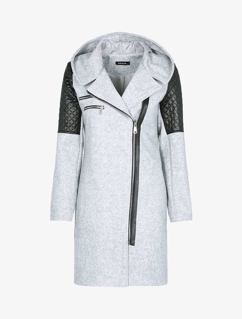 Manteau à zips et épaules matelassées - gris clair