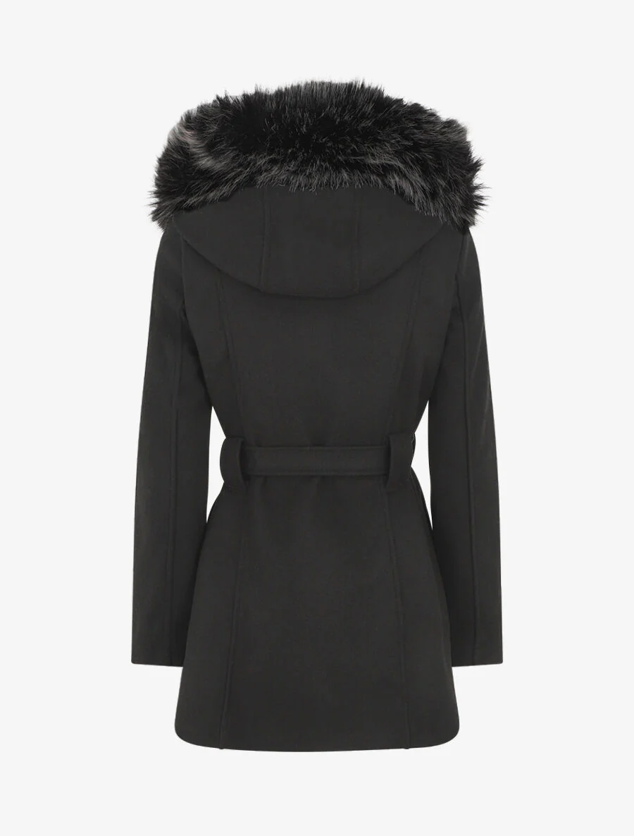 Manteau ajusté à capuche amovible - Noir - Image 2