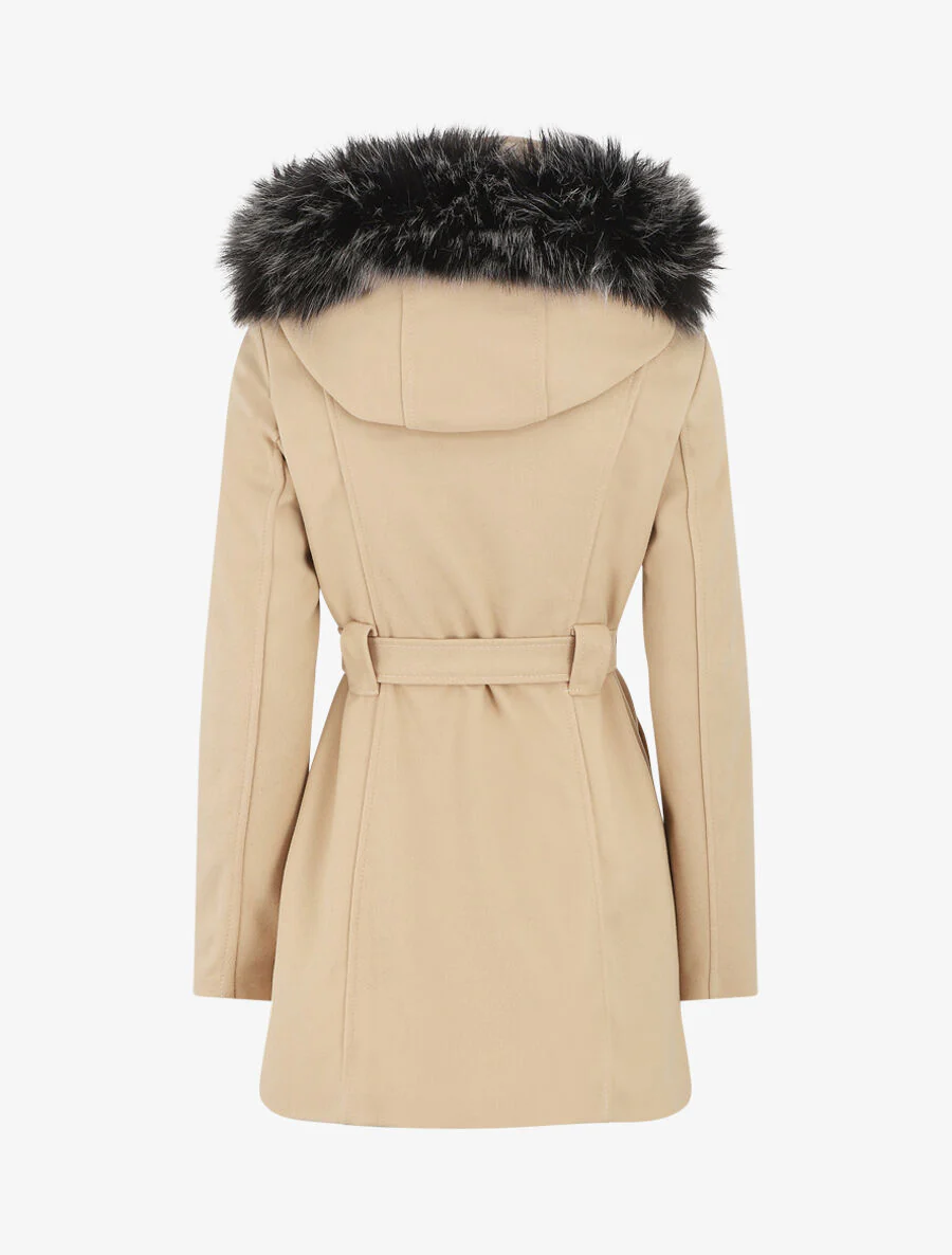 Manteau ajusté à capuche amovible - Beige clair - Image 2