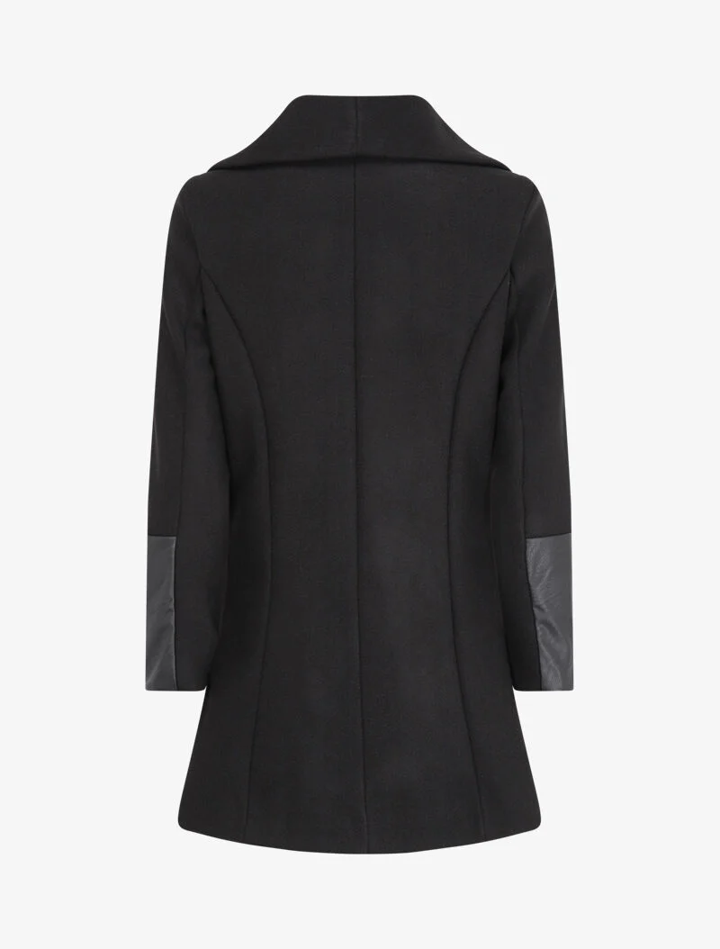 Manteau asymétrique à empiècements en simili - Noir - Image 2