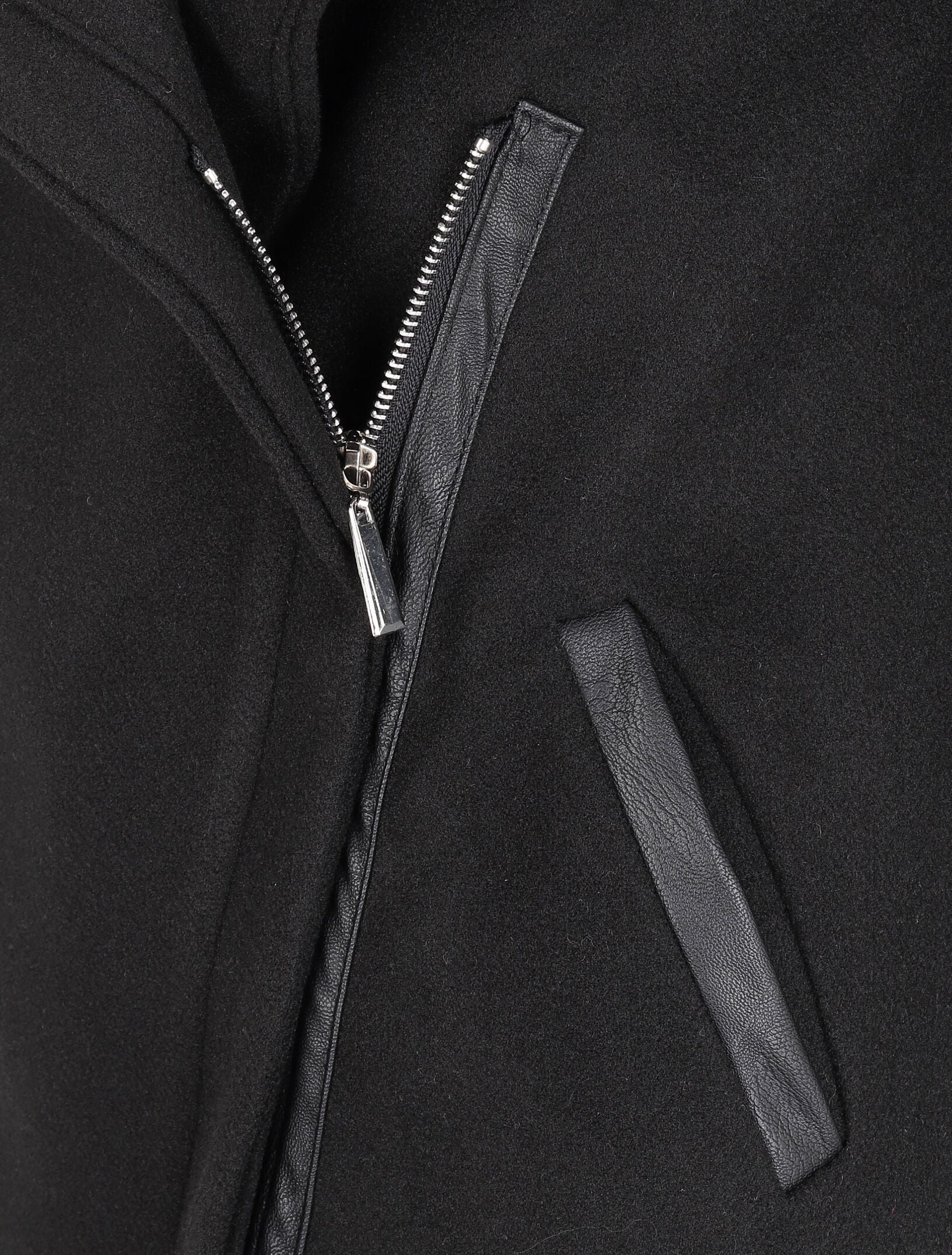 Manteau asymétrique à empiècements en simili - Noir - Image 3
