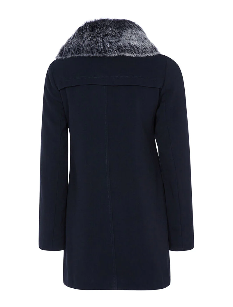 Manteau casual chic intérieur molletonné - bleu nuit - Image 2