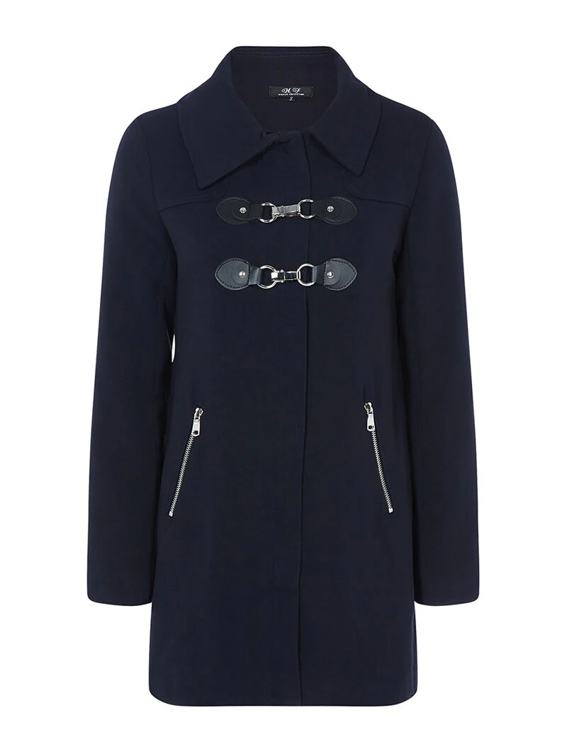 Manteau casual chic intérieur molletonné - bleu nuit - Image 3
