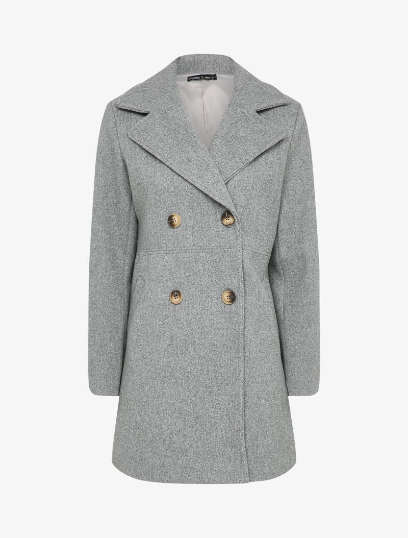 Manteau croisé à col cranté - Gris clair