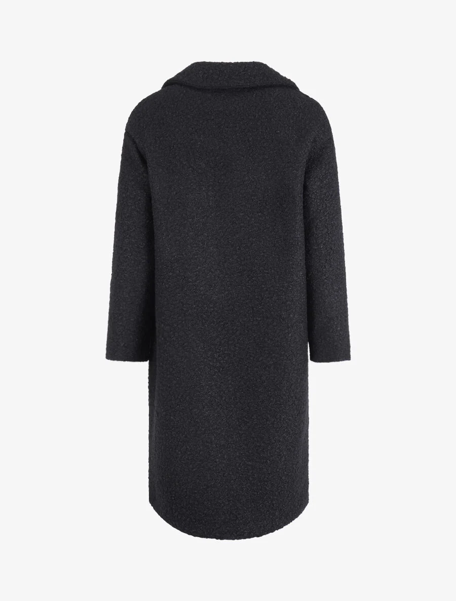 Manteau croisé effet laine bouclée - Noir - Image 2
