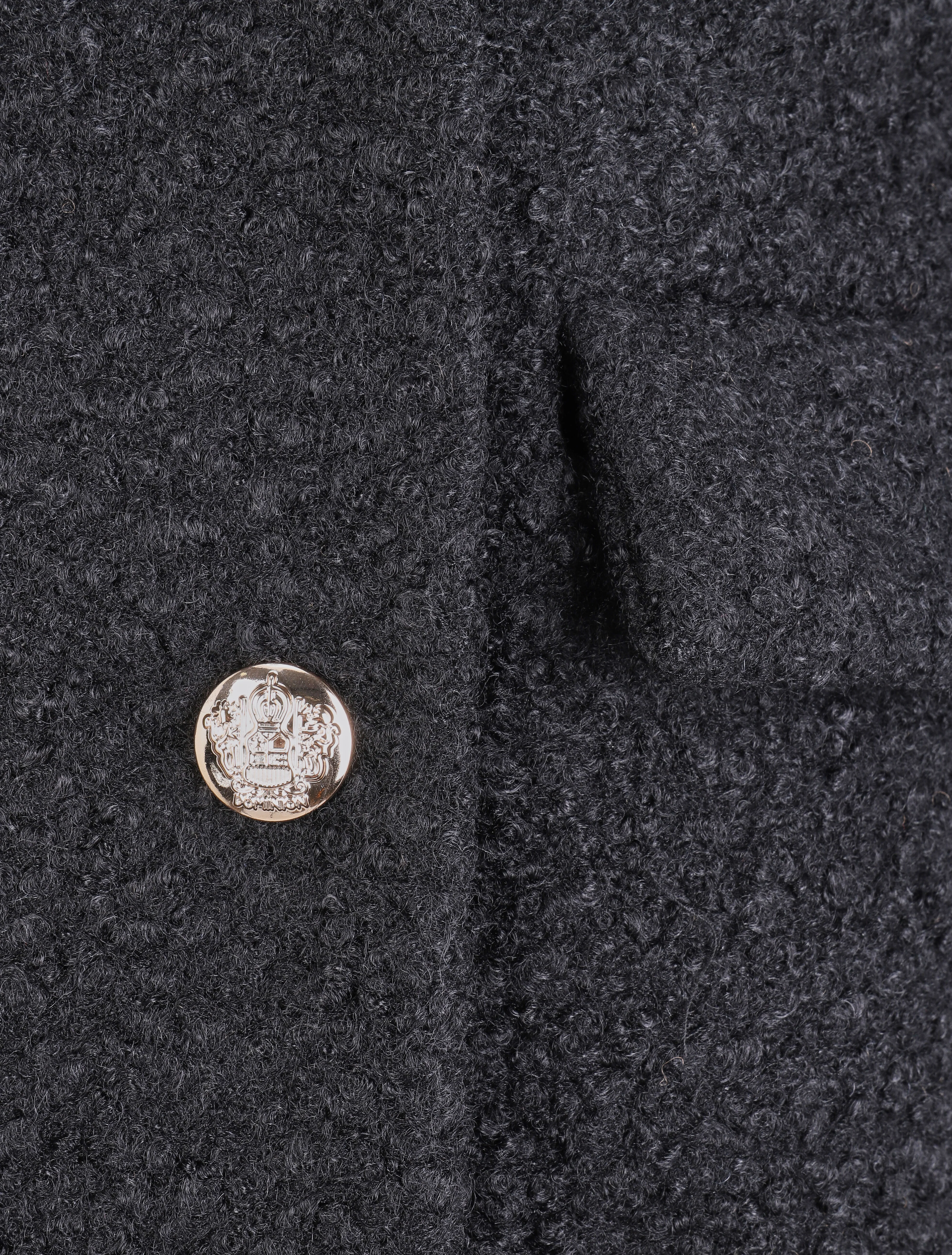 Manteau croisé effet laine bouclée - Noir - Image 3