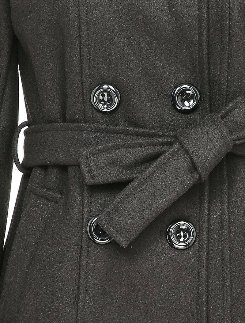 Manteau croisé et ceinturé - Noir - Image 3