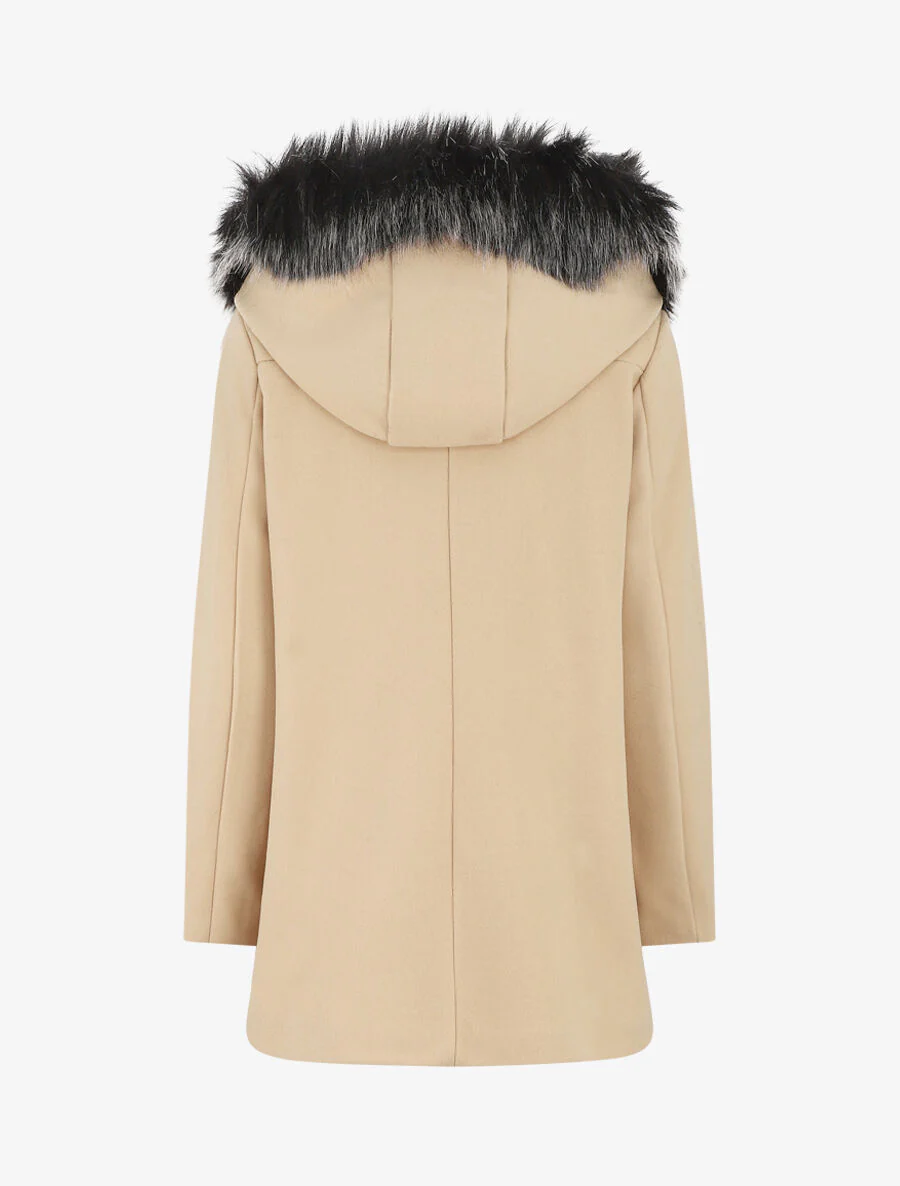 Manteau droit à capuche amovible - Beige clair - Image 2