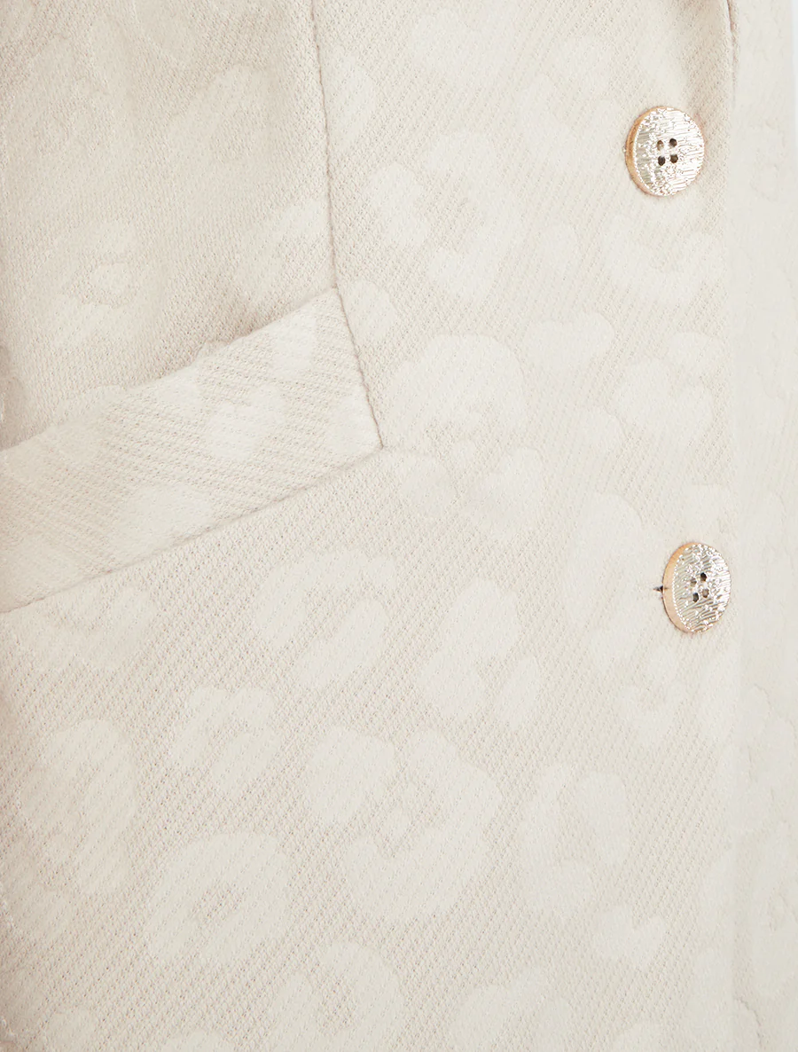 Manteau droit à motif léopard - Beige - Image 3