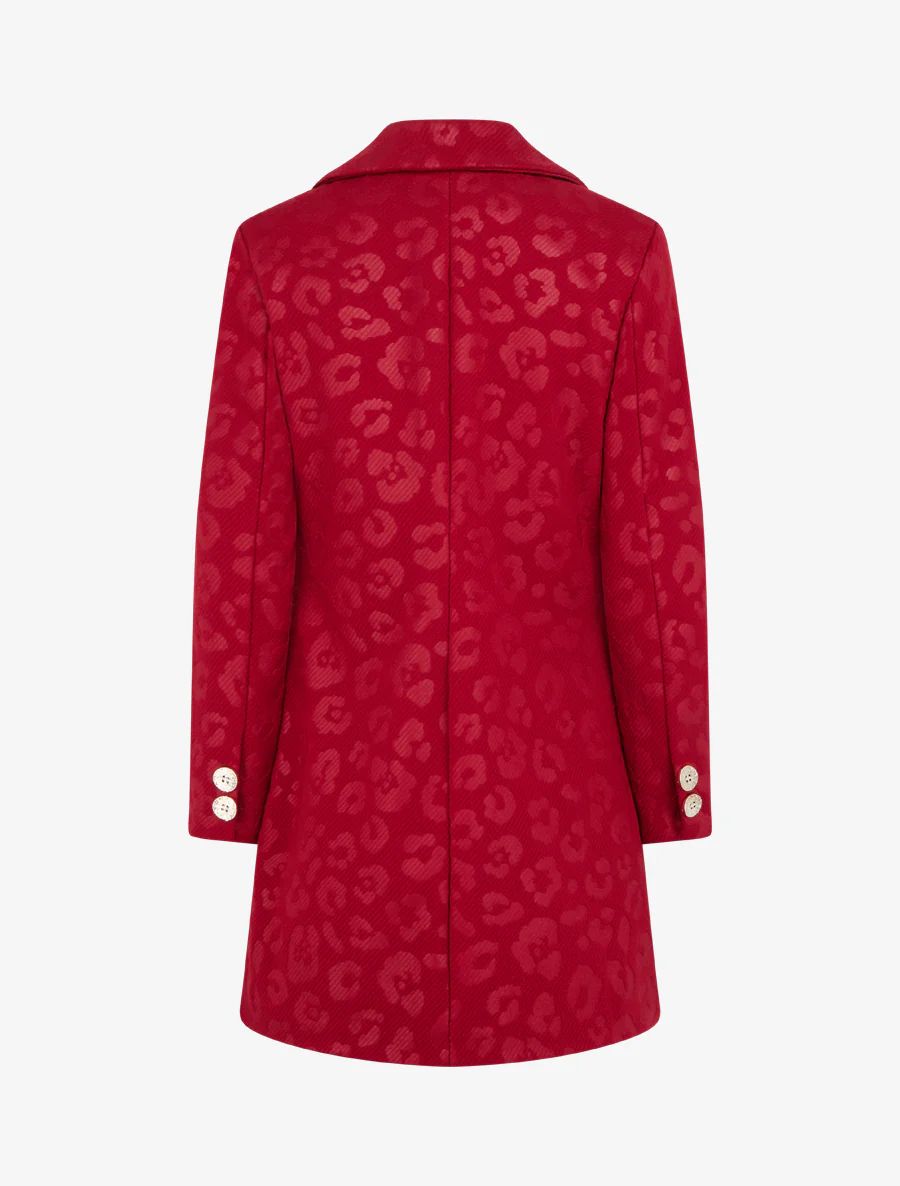 Manteau droit à motif léopard - Rouge - Image 2
