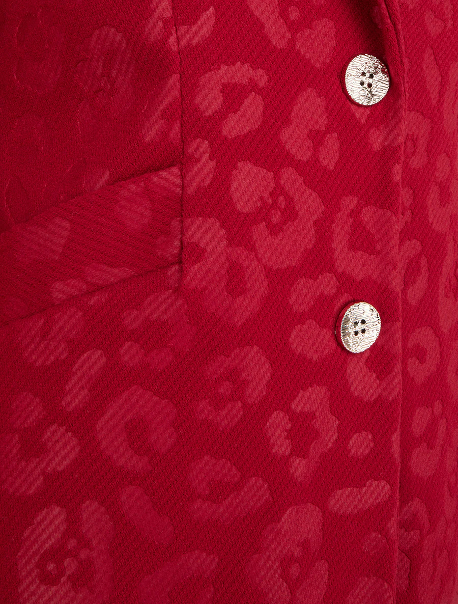 Manteau droit à motif léopard - Rouge - Image 3
