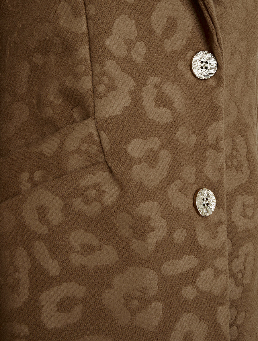 Manteau droit à motif léopard - Marron - Image 3
