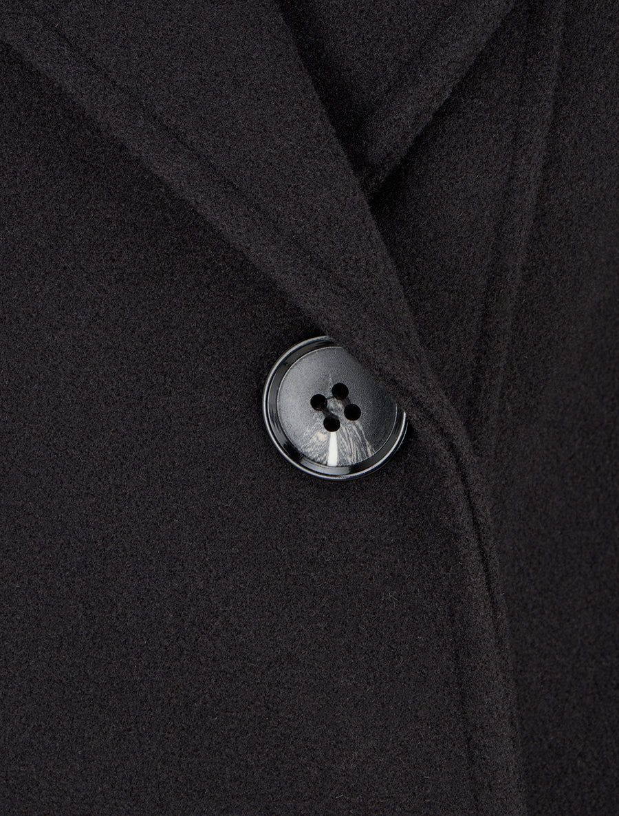 Manteau droit à pans croisés - Noir - Image 3