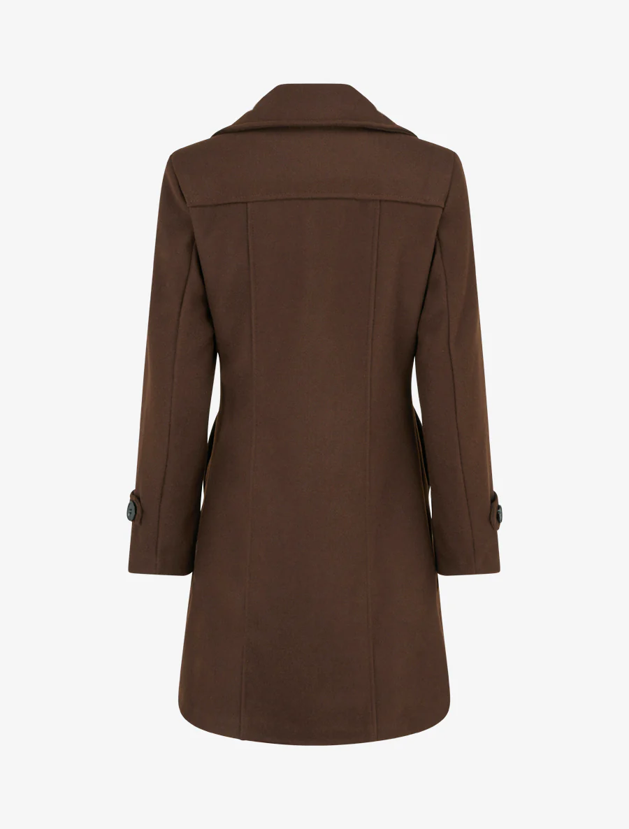 Manteau droit à pans croisés - Marron - Image 2