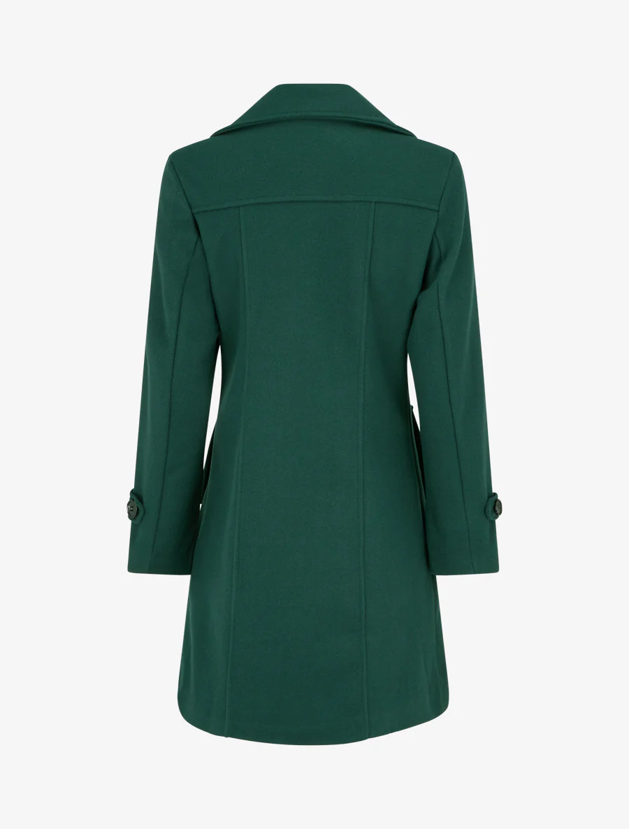 Manteau droit à pans croisés - Vert foncé - Image 2