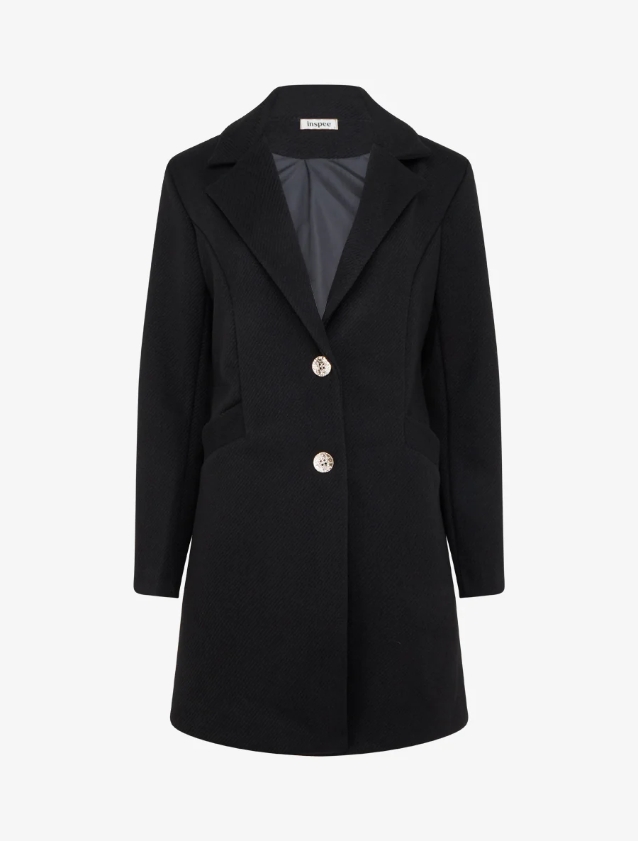 Manteau droit boutonné - Noir