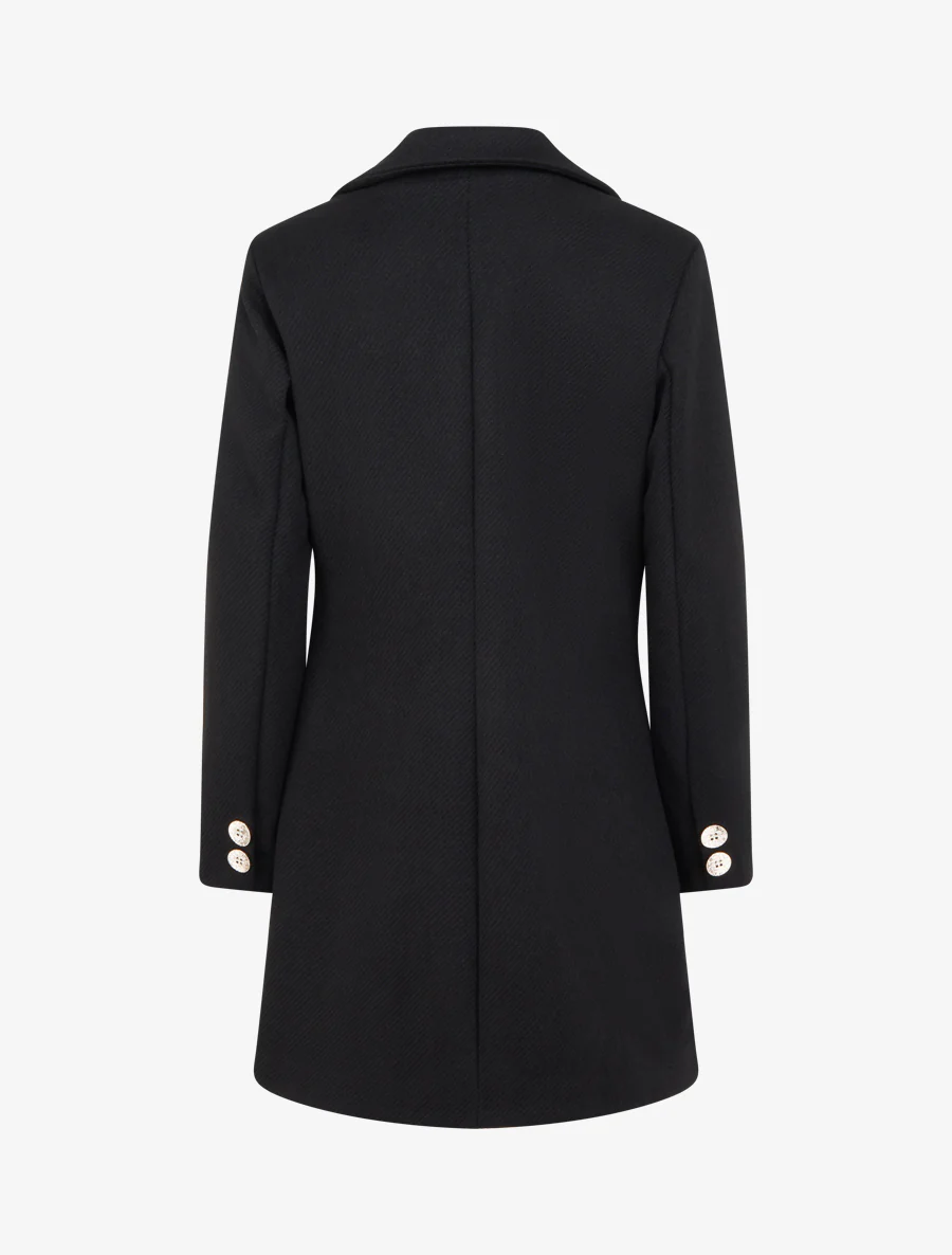 Manteau droit boutonné - Noir - Image 2