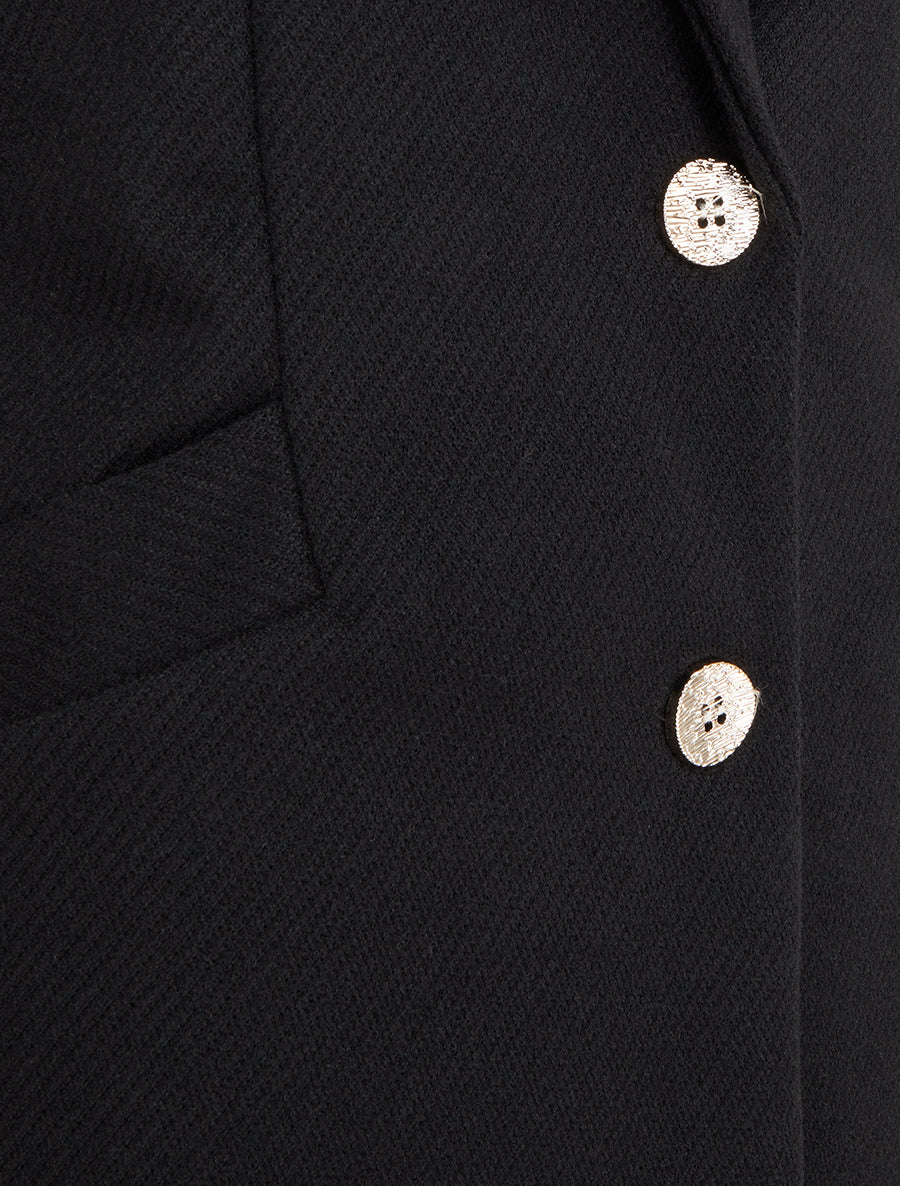 Manteau droit boutonné - Noir - Image 3
