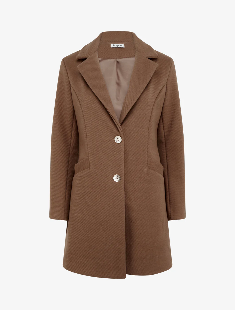Manteau droit boutonné - Marron