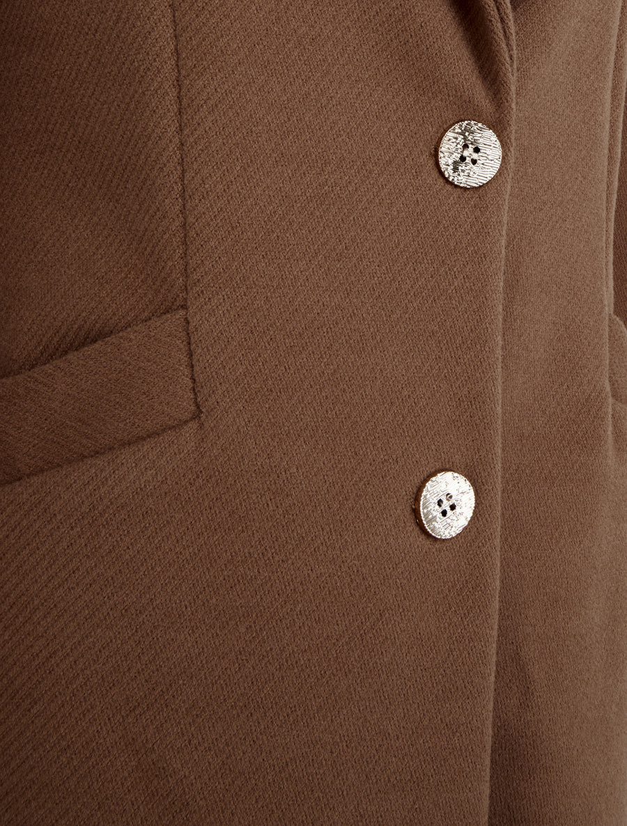 Manteau droit boutonné - Marron - Image 3