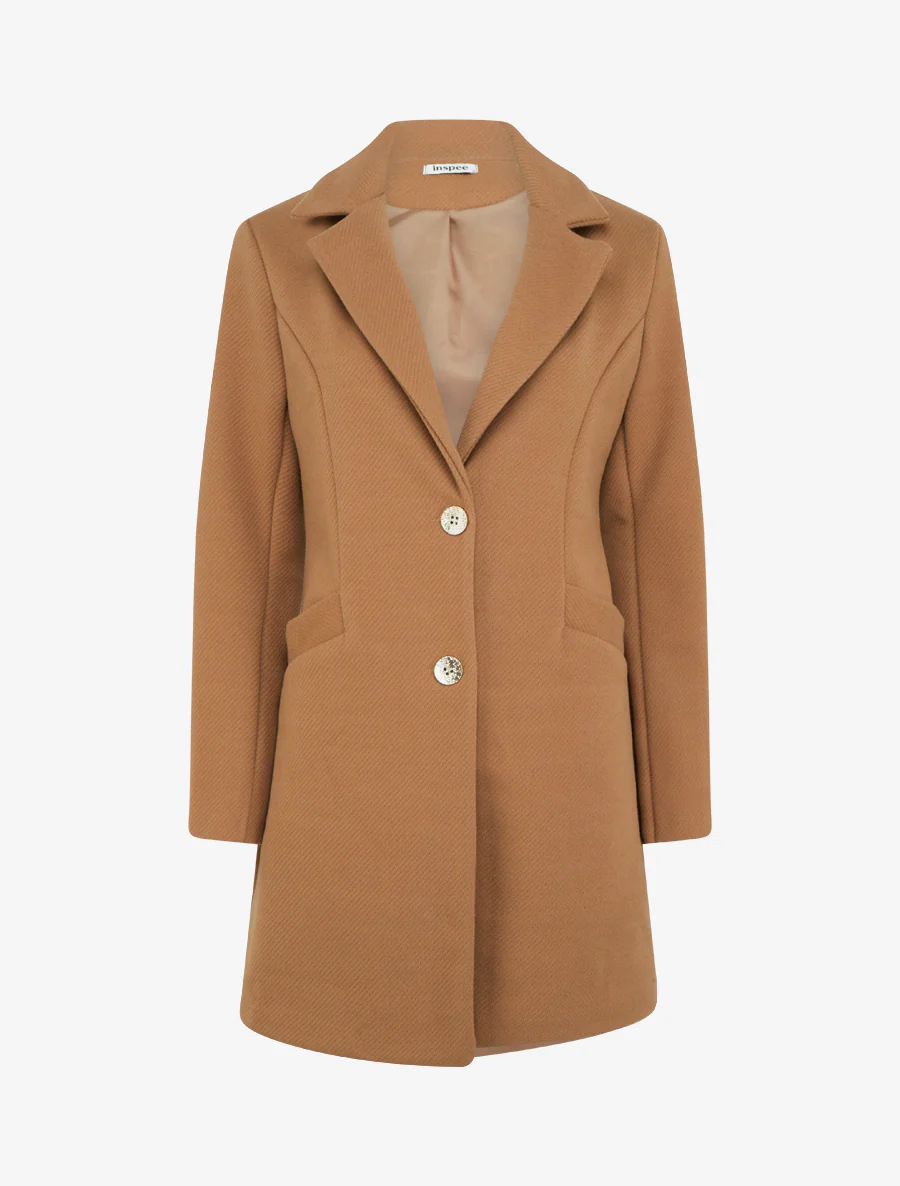 Manteau droit boutonné - Camel