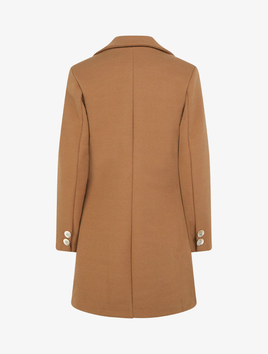 Manteau droit boutonné - Camel - Image 2